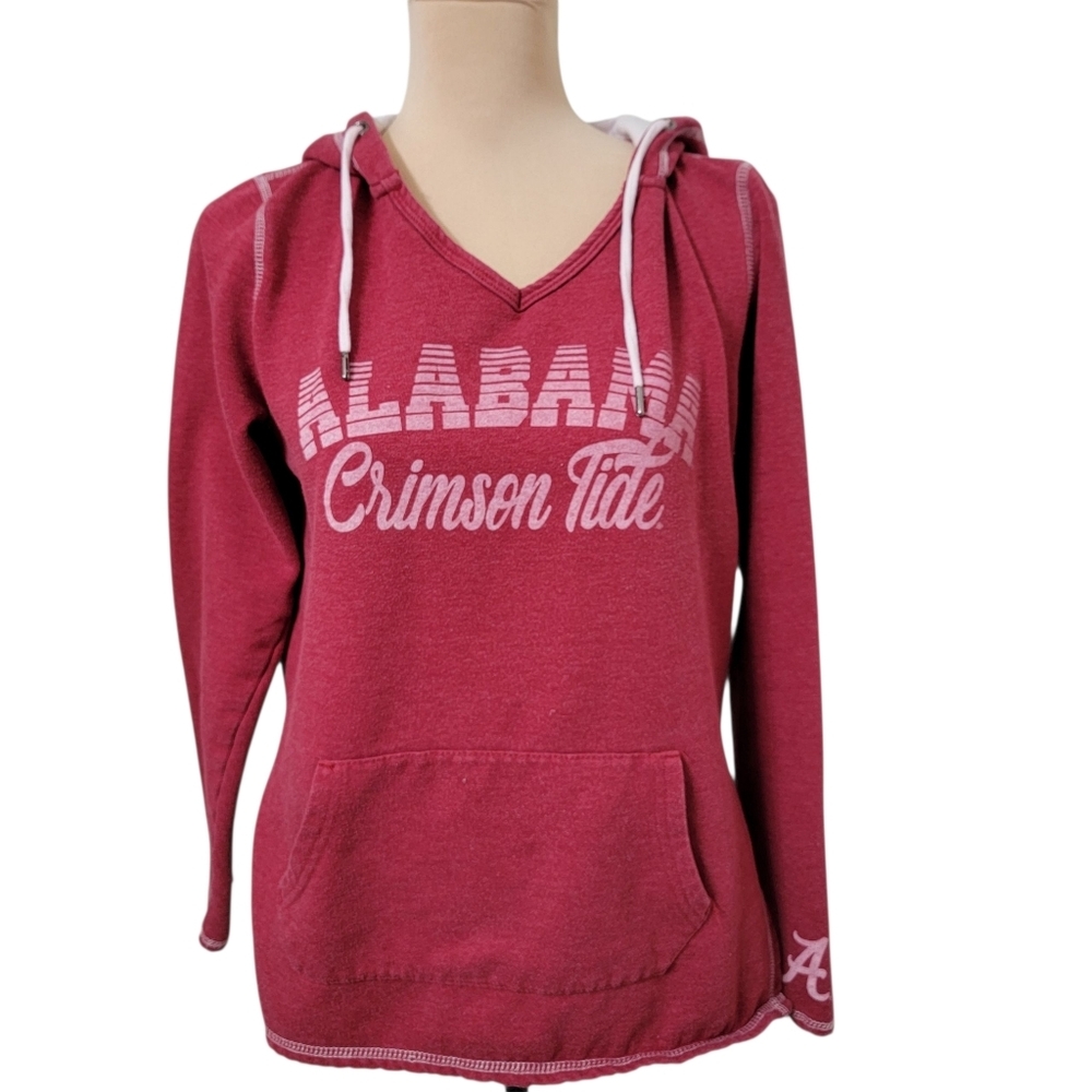 Colosseum Size M Washed Red Alabama Crimson Tide Raglan Pullover Hoodie